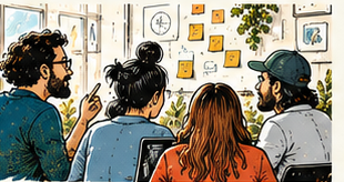 People collaborating on creative ideas